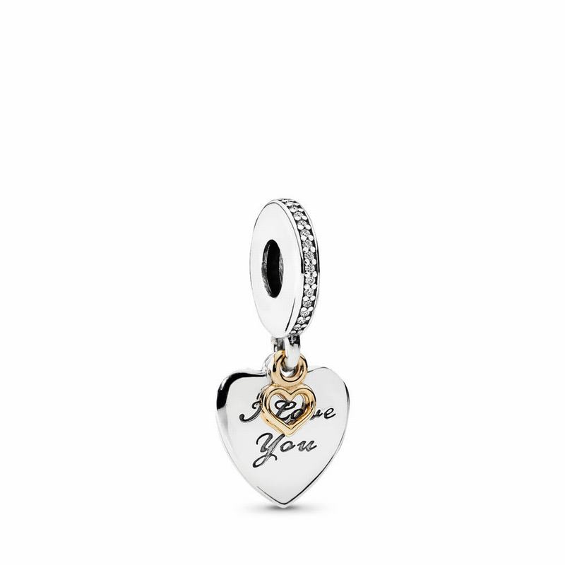 Pandora Love You Forever Dangle Charm Ireland - Two Tone/Cubic Zirconia - 784109JIT